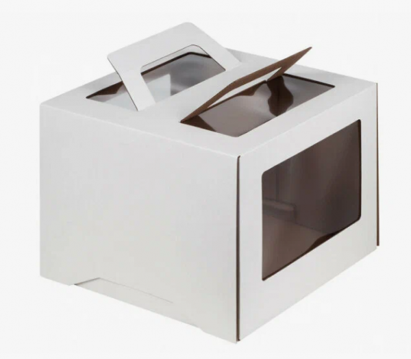 Коробка белая для торта 220*220*100 мм + 2 окна