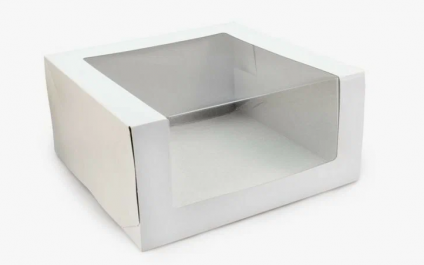 Коробка для торта с окном 225*225*110 белый гофрокартон