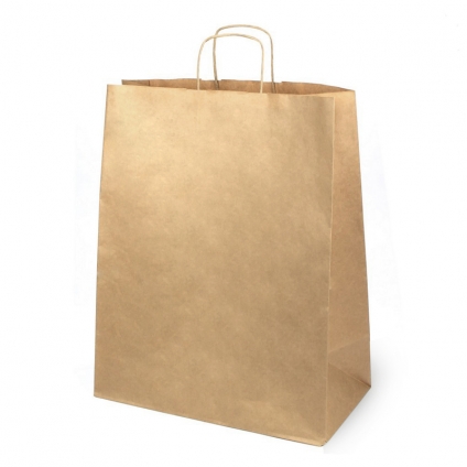 Пакет крафт 180*80*230 мм крученые ручки, 90 гр/м2