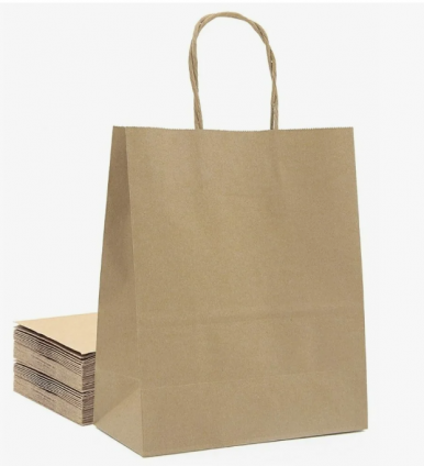 Пакет крафт 220*100*230 мм крученые ручки, 80 гр/м2